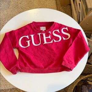 GUESS Kids Hot Pink Logo Cropped Sweatshirt